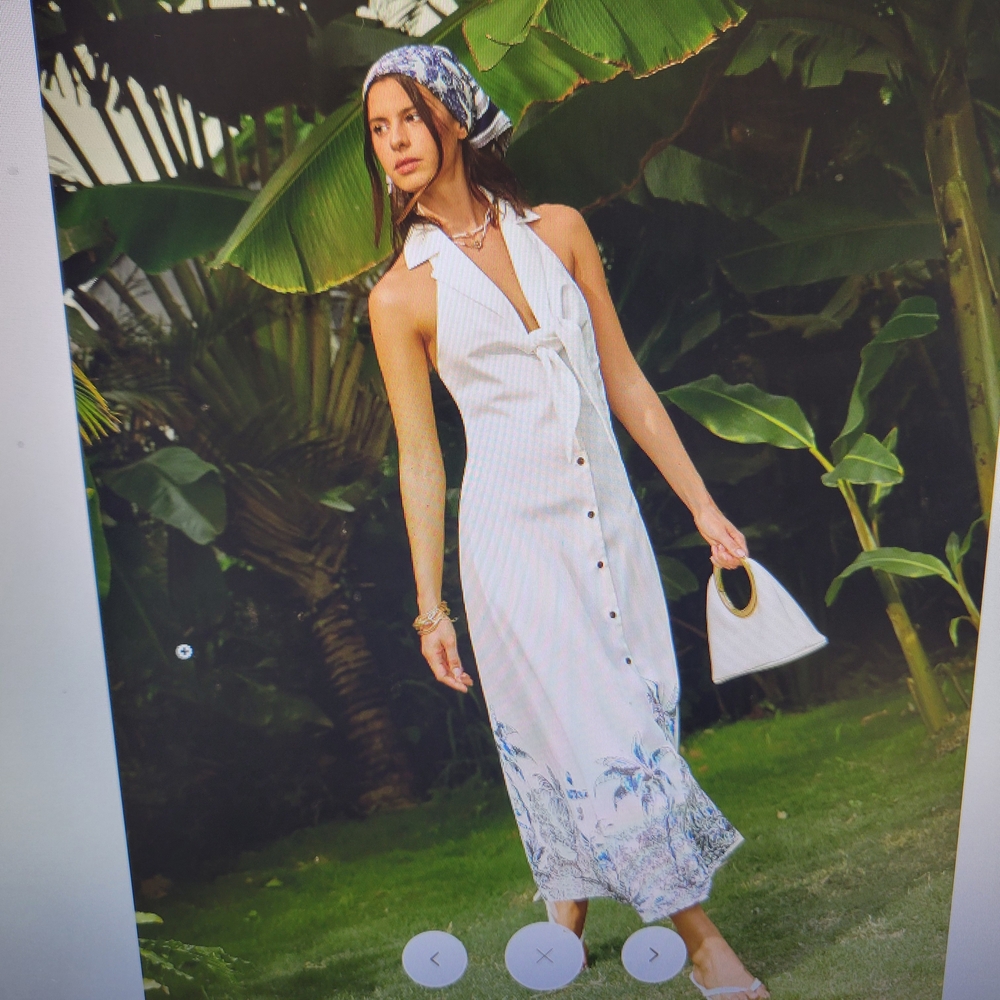 Commense White and Blue Maxi Dress - Picture 2 of 10
